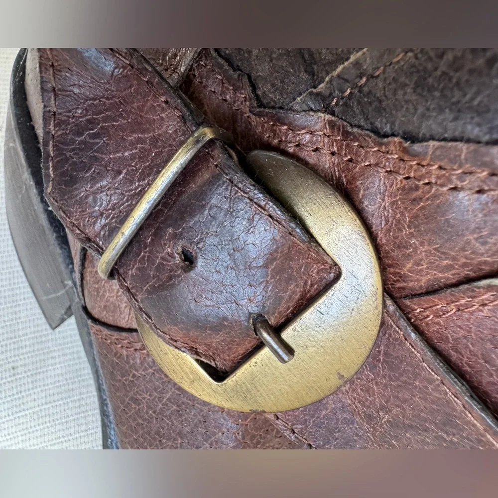 Manas Design Brown Leather Winter Boots Size 37 Made in Italy